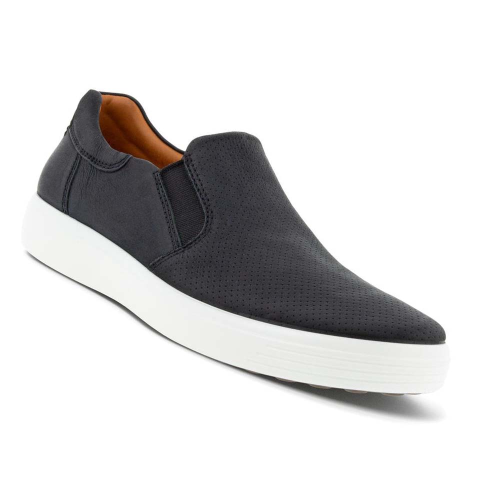 Ecco Soft 7 Slip-on Fritidssko Herre Svarte Grå | NO 482NWY